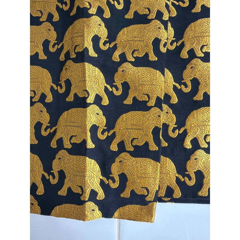 J.Crew Gold Elephant Print Mini Skirt Metallic Black Preppy Lined Altered Sz 12 - Picture 10 of 15